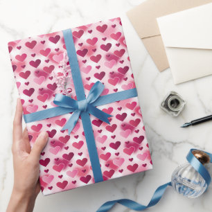 Wunderschönes Rosa-Herzen-Muster Geschenkpapier