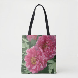 Wunderschönes Rosa-Peony auf der Tasche der Leinwa
