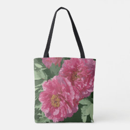 Wunderschönes Rosa-Peony auf der Tasche der Leinwa
