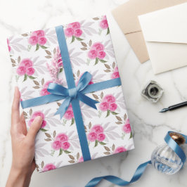 Wunderschönes rosa Roses Wasserfarben Muster Geschenkpapier