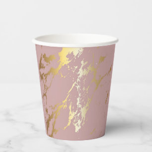 Wunderschönes rosa und goldenes Marmordesign Pappbecher