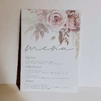 Wunderschönes rosafarbenes florales Hochzeitsmenü