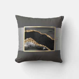 Wunderschönes Schwarz-Gold-Marmor-Design Kissen