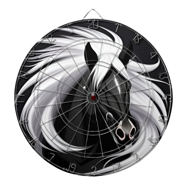 Wunderschönes Schwarzes Pferd Dartscheibe (vorne)