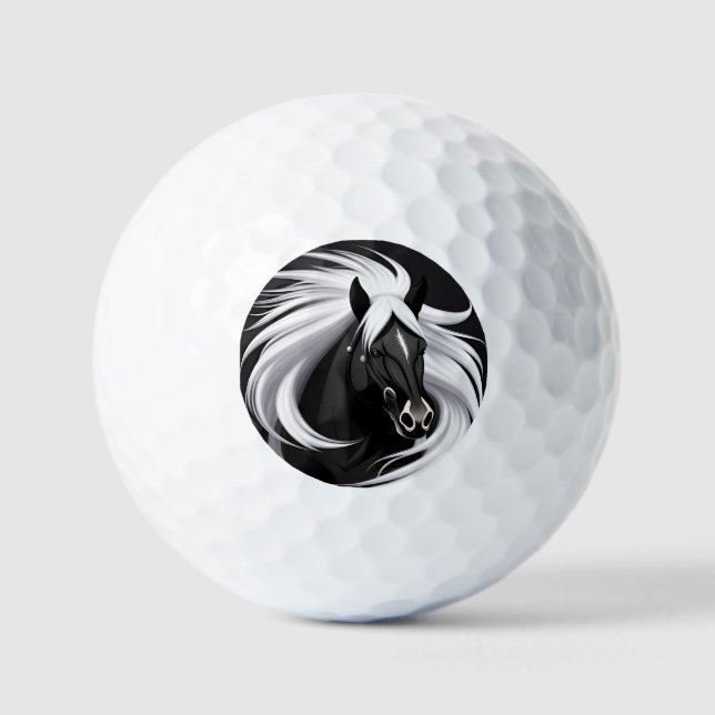 Wunderschönes Schwarzes Pferd Golfball (Vorderseite)