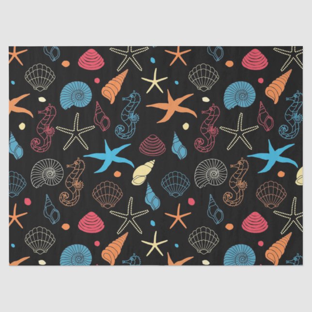Wunderschönes schwarzes Strandpapier Seidenpapier (Vorderseite)