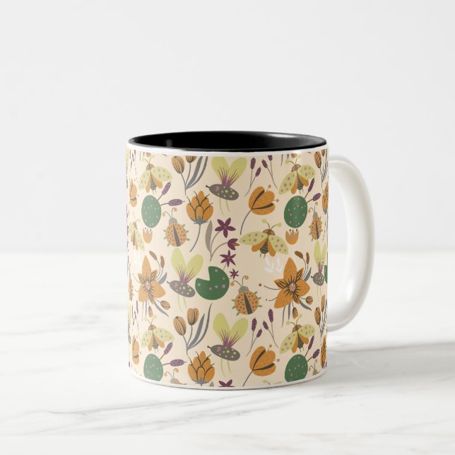 Wunderschönes Sommermuster Zweifarbige Tasse (VorderseiteRechts)