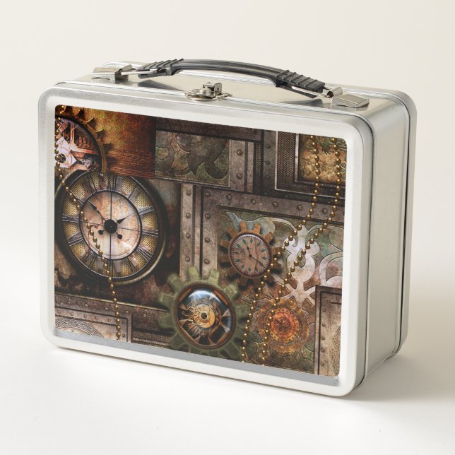 Wunderschönes Steampunkdesign Metall Lunch Box (Vorderseite)