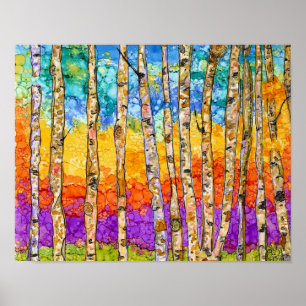 Wunderschönes und farbenfrohes Aspen Tree Poster -