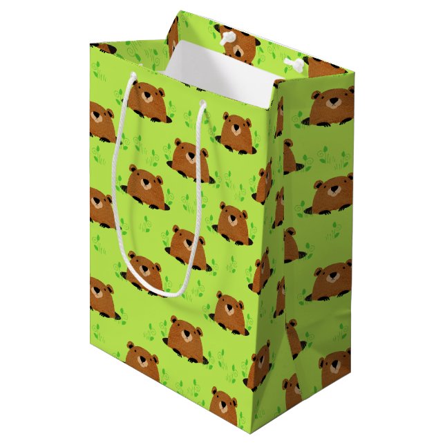 Wunderschönes Waldgrundmuster Mittlere Geschenktüte (Vorderseite Schrägansicht)