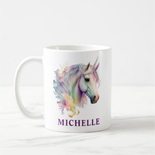 Wunderschönes Wasserfarben-Fantasy-Einhorn und Blu Kaffeetasse