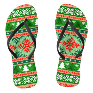 Wunderschönes Weihnachtsgeschenk-Strick-Hintergrun Flip Flops