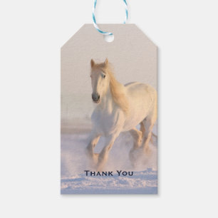Wunderschönes Weiße Pferd im Schnee Foto Danke Geschenkanhänger