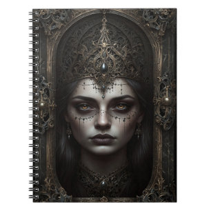 Wunderschönes Young Gothic Woman Spiral Foto Noteb Notizblock