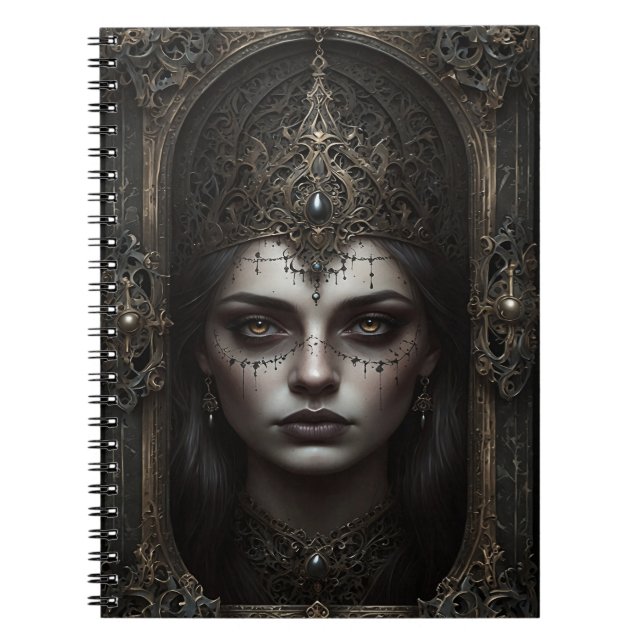 Wunderschönes Young Gothic Woman Spiral Foto Noteb Notizblock (Vorderseite)