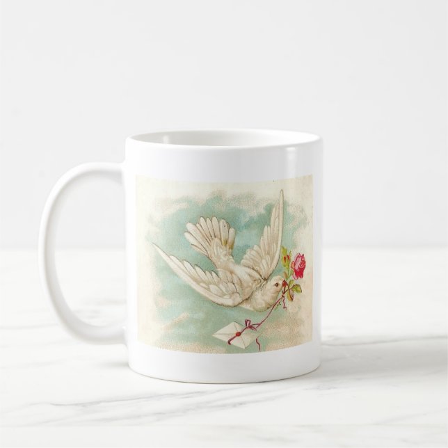 WUNDERVOLL Antike viktorianische Taubenpost Kaffeetasse (Links)