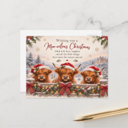 Wundervolles Weihnachtskarte – Highland-Kuh-Weihna Postkarte