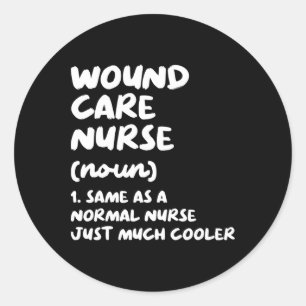 Wundpflege - Definition Funny Nurse Runder Aufkleber
