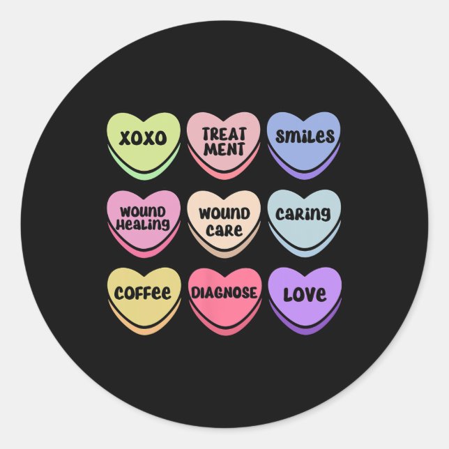 Wundpflege Valentine Heart Wound Nur Runder Aufkleber (Vorderseite)