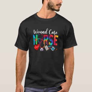 Wundpflegekrankenschwester Tie-Dye-Liebesherz-Stet T-Shirt