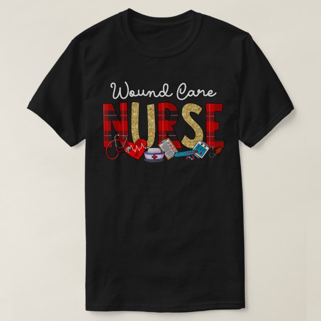 Wundversorgung Krankenpflege Karierter Glitzer Lie T-Shirt (Design vorne)
