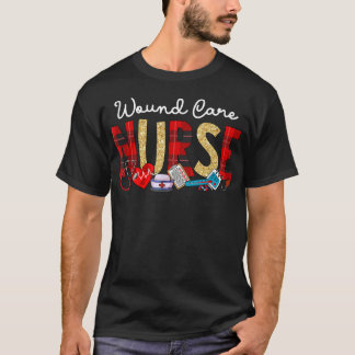 Wundversorgung Krankenpflege Karierter Glitzer Lie T-Shirt