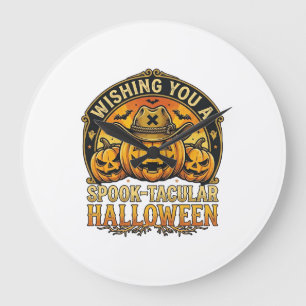 Wünsch dir ein spook-tastisches Halloween-Kürbis-C Große Wanduhr