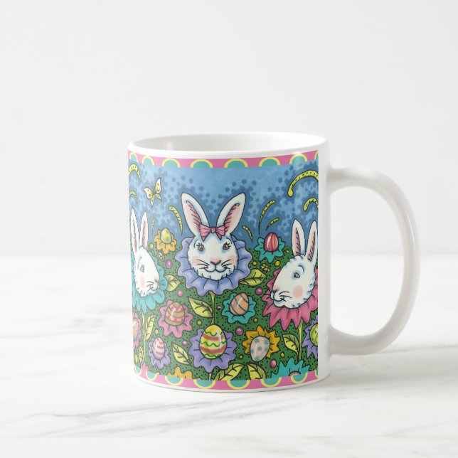 WUNSCH EASTER EGG GARTEN, BUNNY RABBIT BLUME KAFFEETASSE (Rechts)