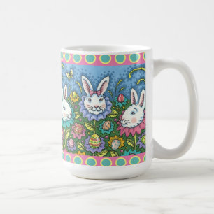 WUNSCH EASTER EGG GARTEN, BUNNY RABBIT BLUME KAFFEETASSE
