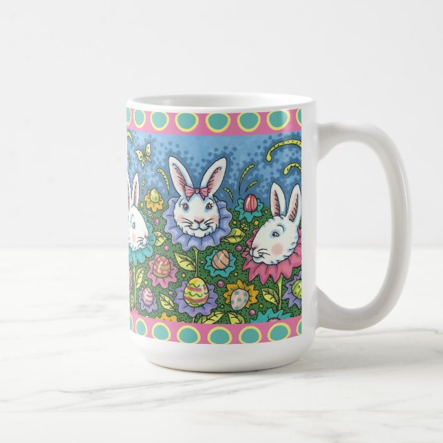 WUNSCH EASTER EGG GARTEN, BUNNY RABBIT BLUME KAFFEETASSE (Rechts)