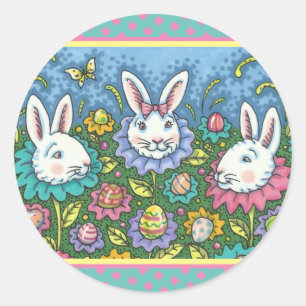 WUNSCH EASTER EGG GARTEN, BUNNY RABBIT BLUME RUNDER AUFKLEBER