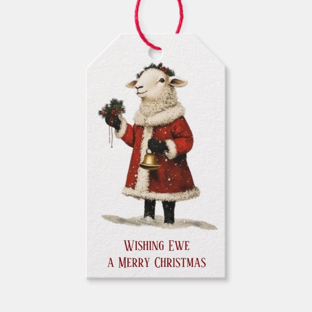 Wunsch-Mutterschaf-Lamm-Santa-Geschenk-Anhänger Geschenkanhänger (Vorderseite)