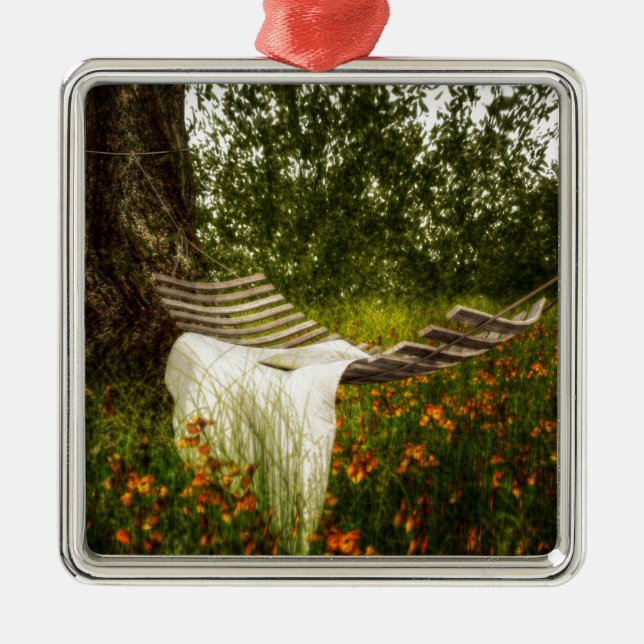 Wunsch waren Sie hier quadratische Verzierung Silbernes Ornament (Vorne)