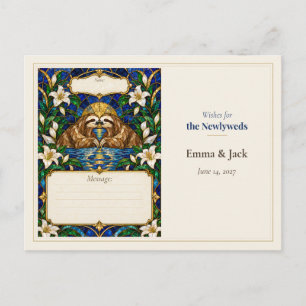 Wunschbuch für die Hochzeit mit Faultier-Gästen Postkarte