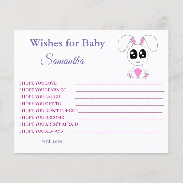 Wünsche eines Babys, Kaninchen, Babyduschkarte Flyer (Vorne)