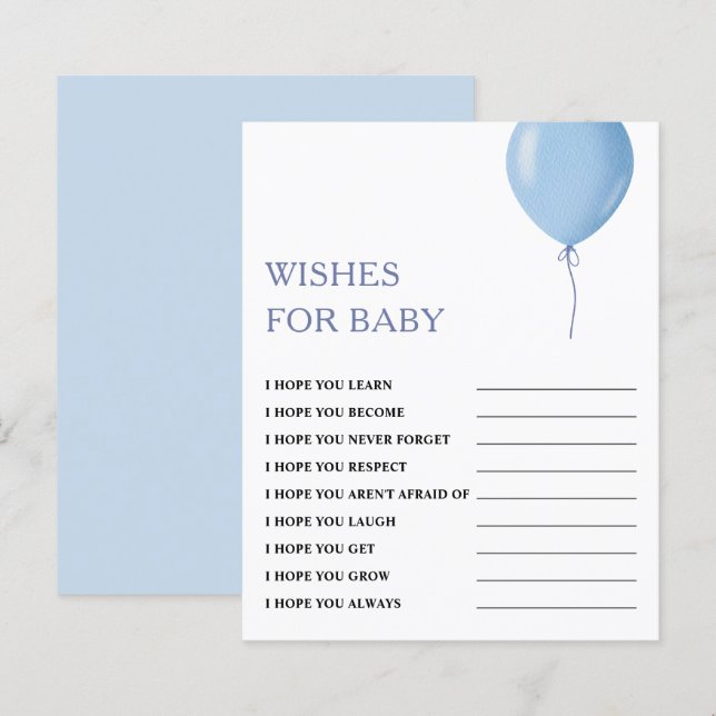 Wünsche für Baby | Blue Balloon Baby Showspiel (Vorne/Hinten)