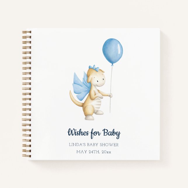 Wünsche für Baby Blue Dragon Baby Shower Gästebuch Notizbuch (Vorderseite)