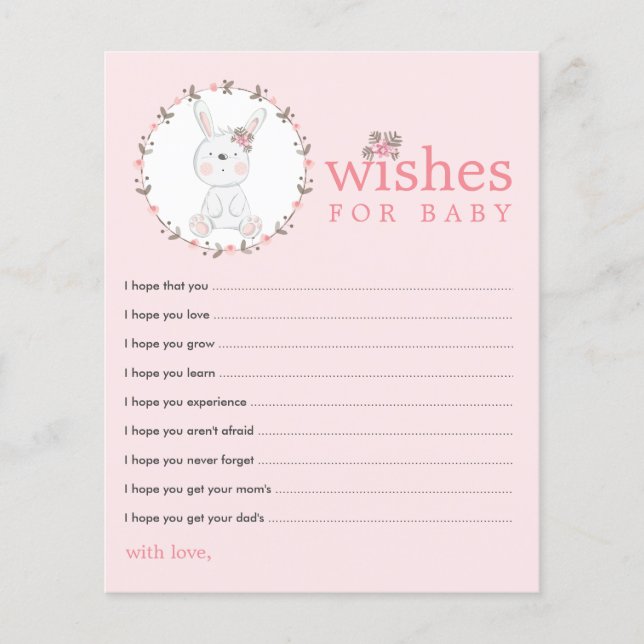 Wünsche für Baby Bunny Baby Duschberatungskarten (Vorderseite)