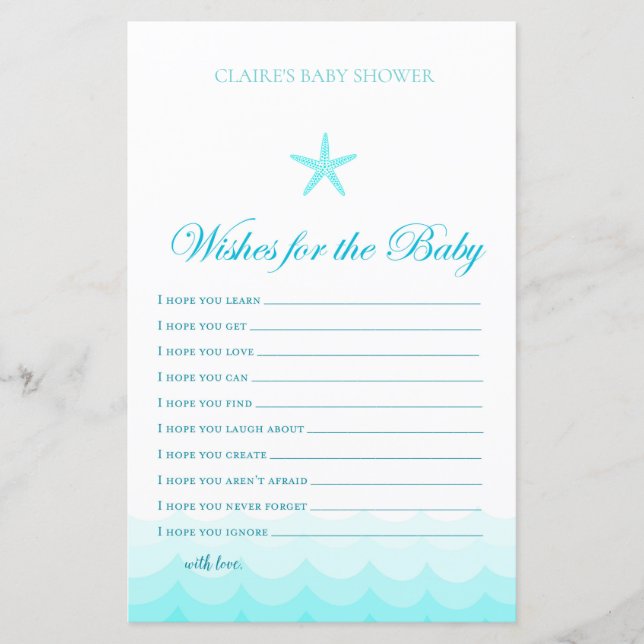 Wünsche für Baby Card - Baby Showspiel (Vorderseite)