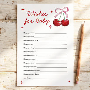 Wünsche für Baby Cherry on Top Baby Shower Spiel