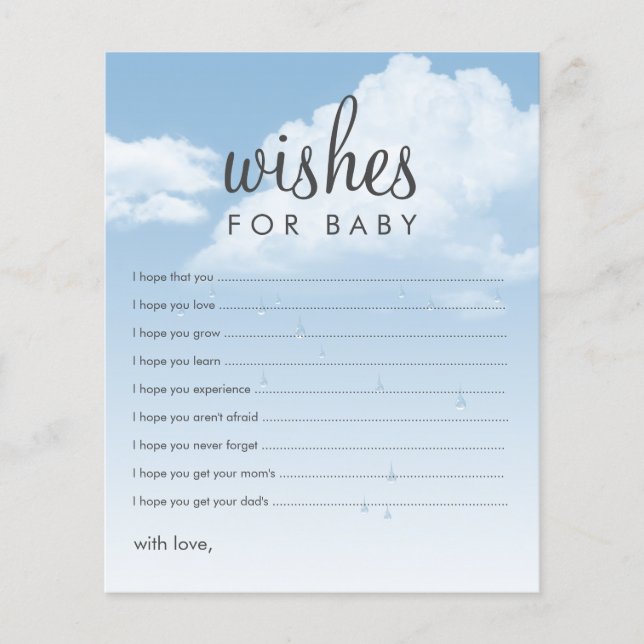 Wünsche für Baby Clouds Babyduschberatungskarten (Vorderseite)