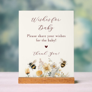 Wünsche für Baby-Dusche Beere Wildblume Floral Acrylschild