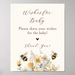 Wünsche für Baby-Dusche Beere Wildblume Floral Poster