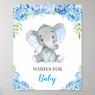 Wünsche für Baby Elephant Baby Boy Dusche Sprinkle Poster