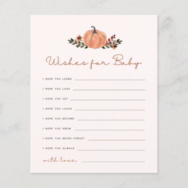 Wünsche für Baby Fall Pumpkin-Ratenkarte (Vorderseite)