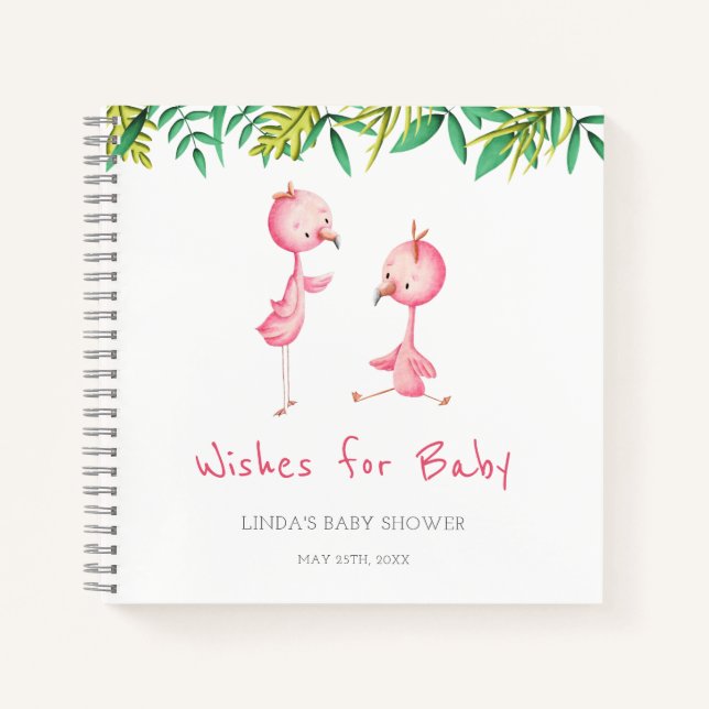 Wünsche für Baby Flamingo Baby Shower Gästebuch Notizbuch (Vorderseite)