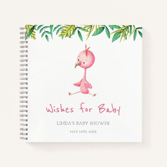 Wünsche für Baby Flamingo Baby Shower Notizbuch (Vorderseite)