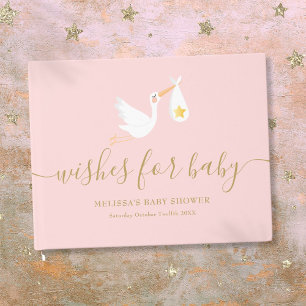 Wünsche für Baby Girl Pink Stork Star Babyparty Gästebuch