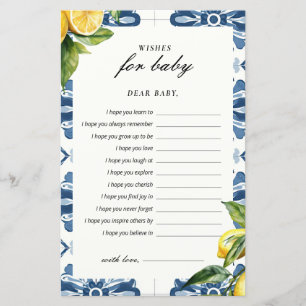 Wünsche für Baby Lemon Positano Baby Shower Game