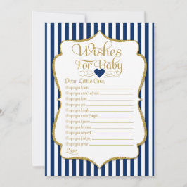 Wünsche für Baby Navy Blue Gold Baby Duschgame Hinweiskarte